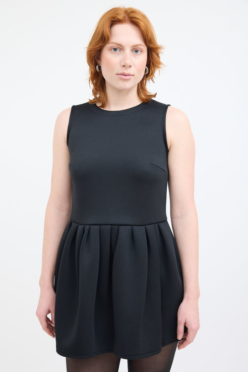 Max Mara Black Jersey Knitted Collar Shock Dress