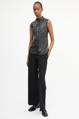 Max Mara Black Leather Panelled Vest