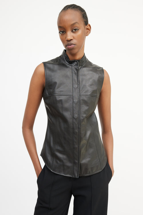 Max Mara Black Leather Panelled Vest