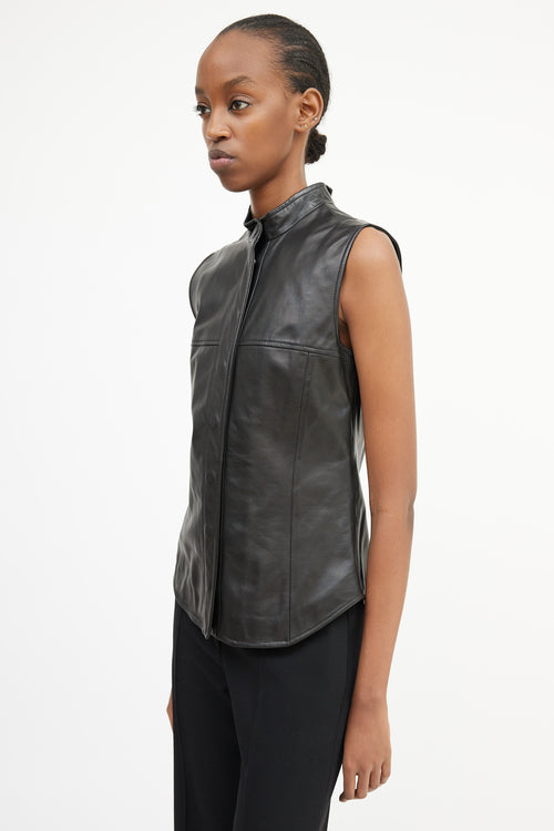 Max Mara Black Leather Panelled Vest