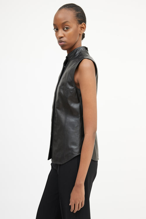 Max Mara Black Leather Panelled Vest