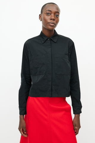 Max Mara Black Nylon Cropped Shirt Jacket