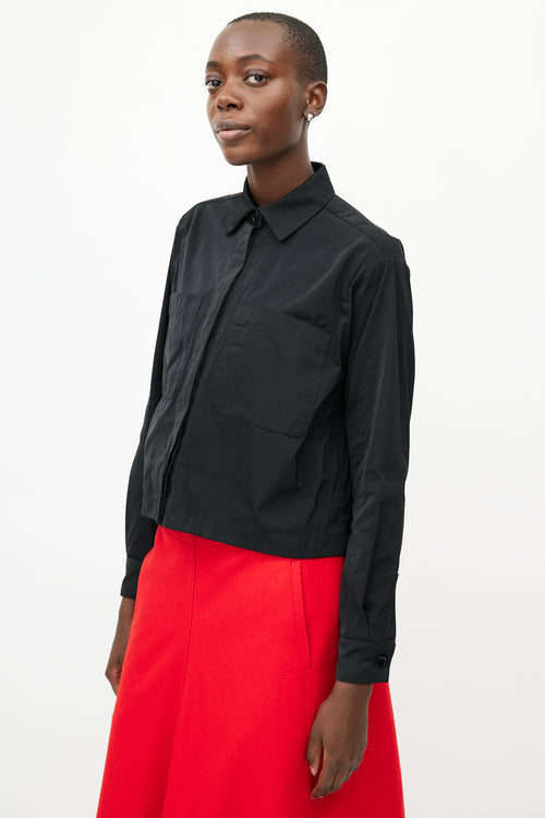 Max Mara Black Nylon Cropped Shirt Jacket