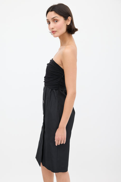 Max Mara Black Nylon Strapless Dress