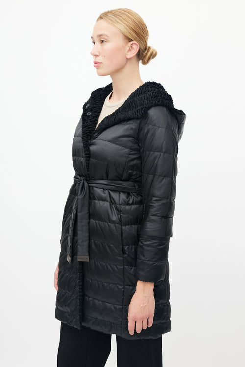 Max Mara Black Quilted Reversible Down Coat