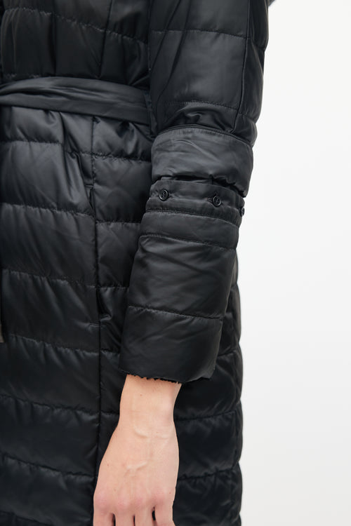 Max Mara Black Quilted Reversible Down Coat