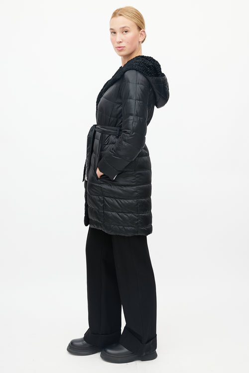 Max Mara Black Quilted Reversible Down Coat