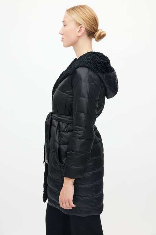 Max Mara Black Quilted Reversible Down Coat