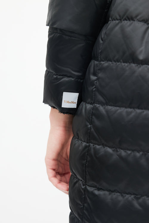 Max Mara Black Quilted Reversible Down Coat