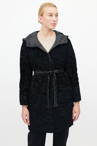 Max Mara Black Quilted Reversible Down Coat