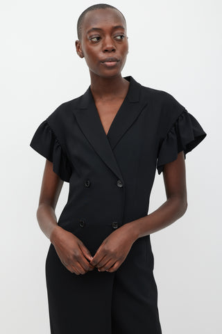 Max Mara Black Ruffled Sleeve Long Vest