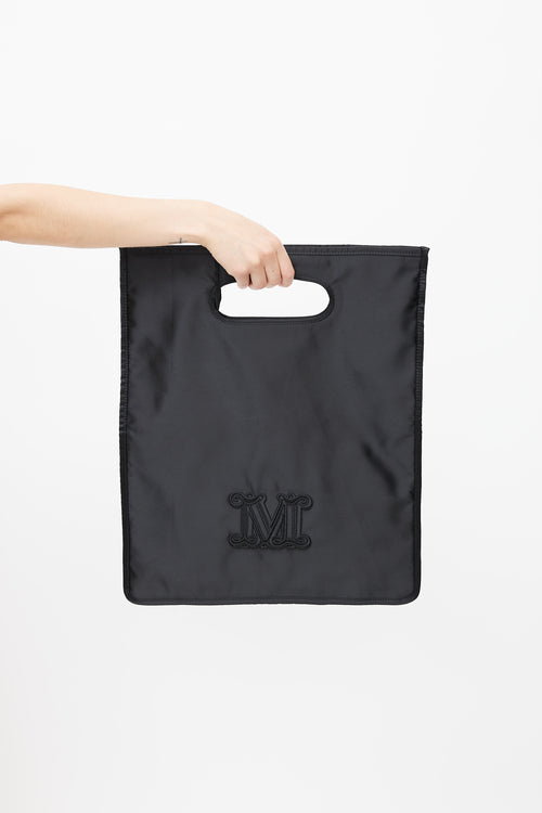 Max Mara Black Satin Logo Tote