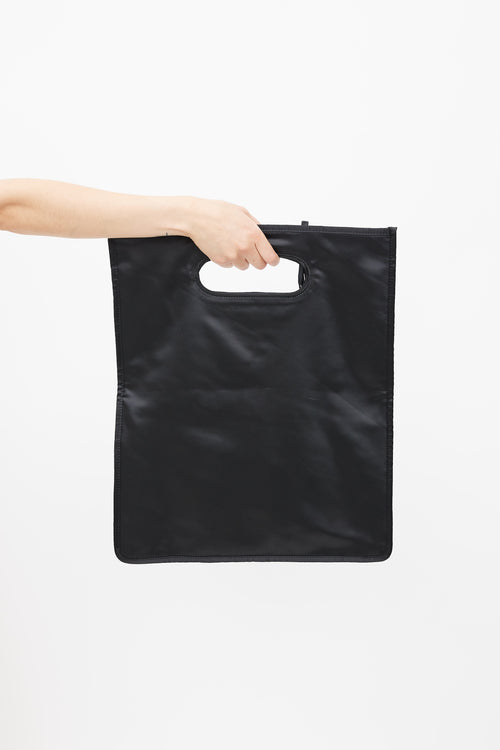 Max Mara Black Satin Logo Tote