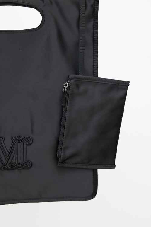 Max Mara Black Satin Logo Tote