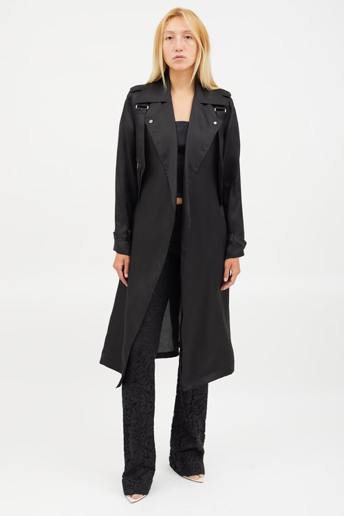 Max Mara Black Sheer Utiility Vest Trench Coat