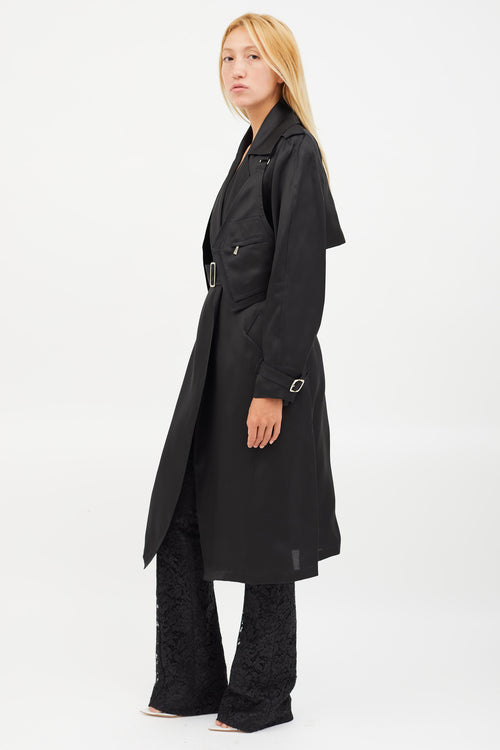 Max Mara Black Sheer Utiility Vest Trench Coat