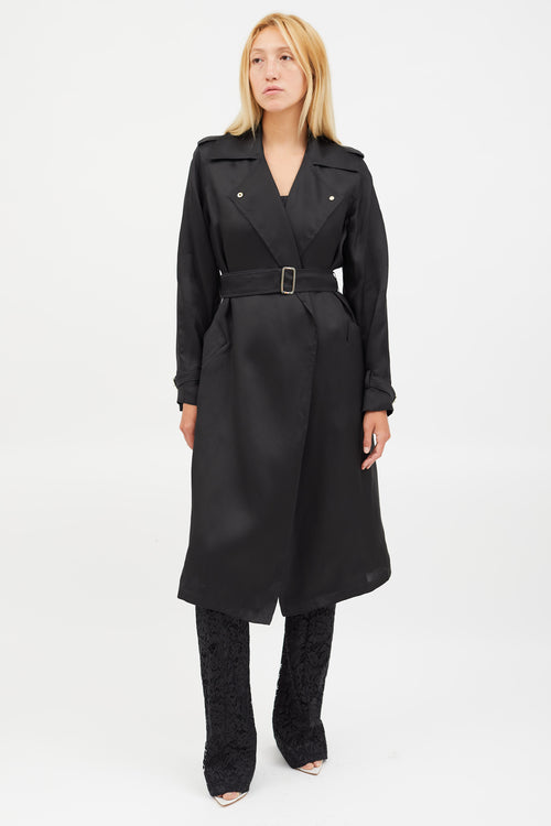 Max Mara Black Sheer Utiility Vest Trench Coat