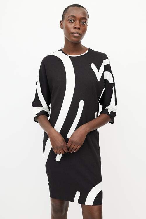 Max Mara Black 
White Print Dress