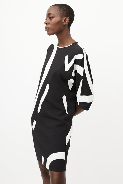 Max Mara Black 
White Print Dress