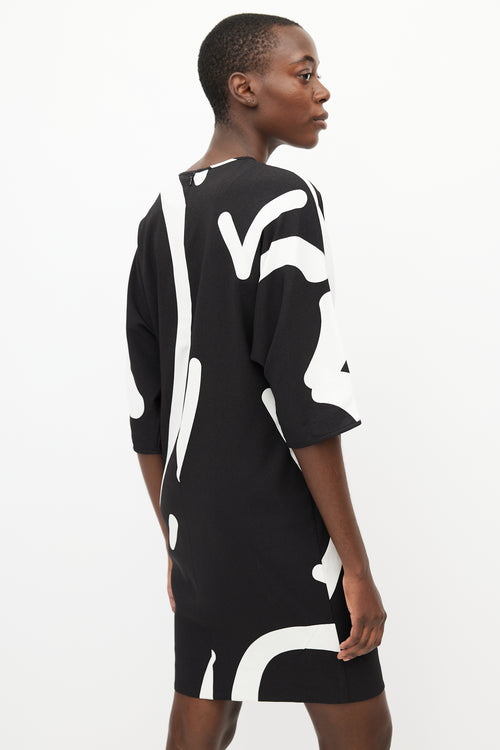 Max Mara Black 
White Print Dress