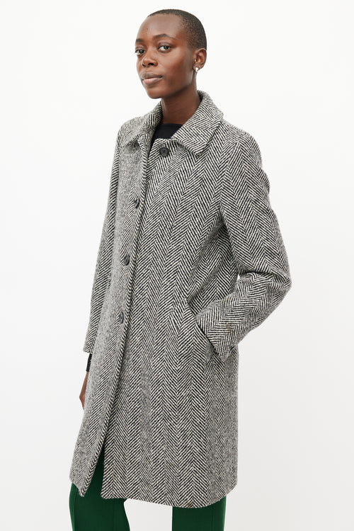 Max Mara Black 
White Tweed Coat