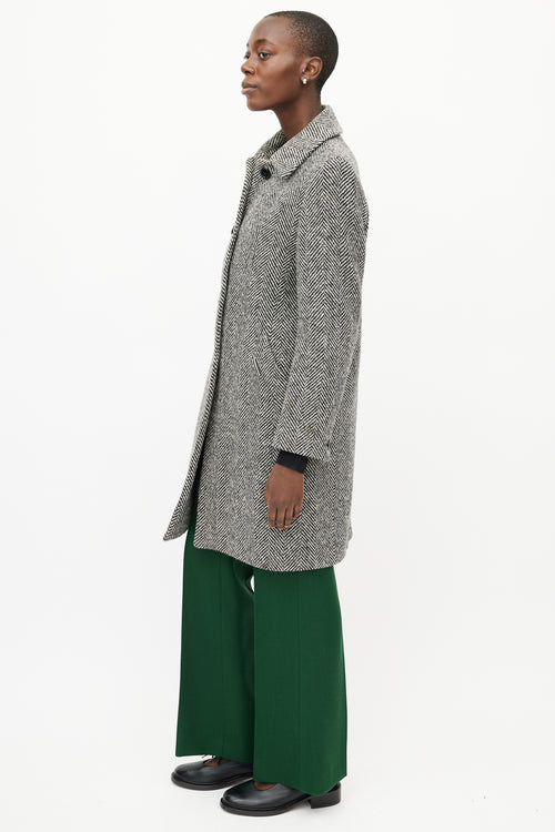 Max Mara Black 
White Tweed Coat