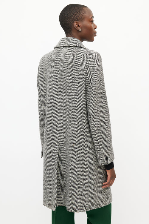 Max Mara Black 
White Tweed Coat