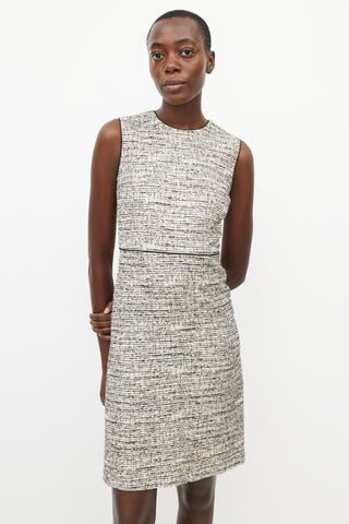 Max Mara Black 
White Wool Tweed Dress