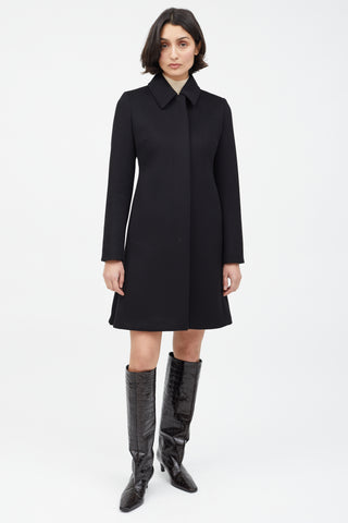 Max Mara Black Wool 
Cashmere A-Line Coat