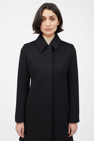 Max Mara Black Wool 
Cashmere A-Line Coat