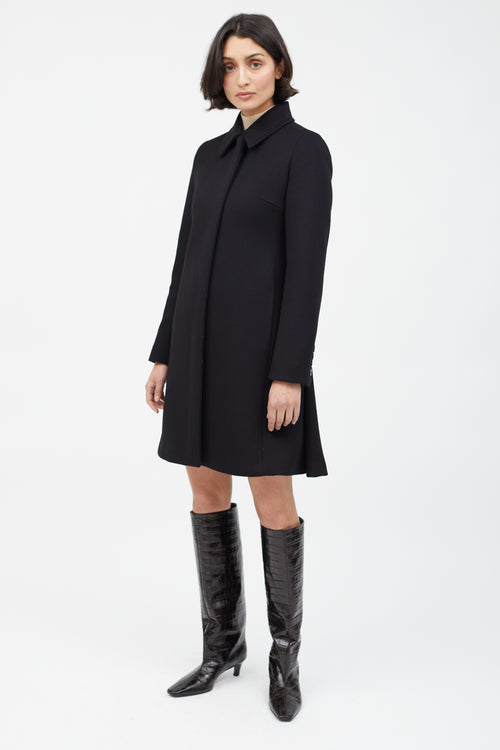 Max Mara Black Wool 
Cashmere A-Line Coat