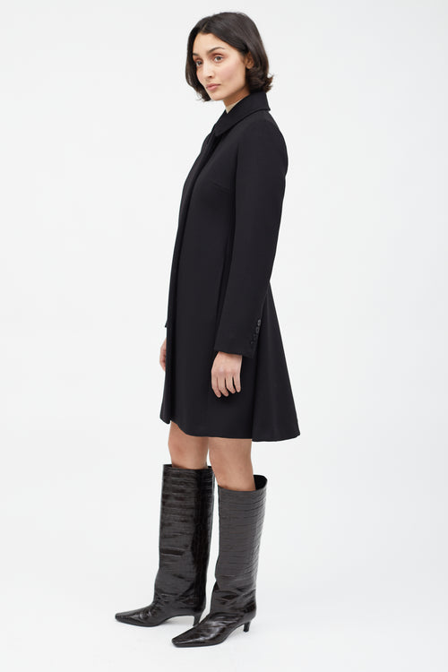 Max Mara Black Wool 
Cashmere A-Line Coat