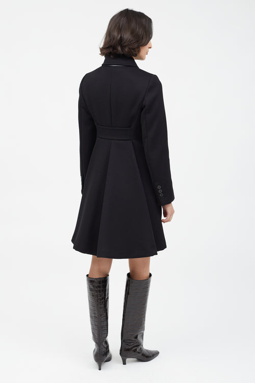 Max Mara Black Wool 
Cashmere A-Line Coat