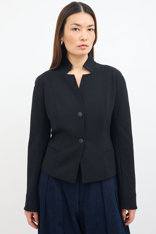 Max Mara Black Wool Stand Collar Blazer