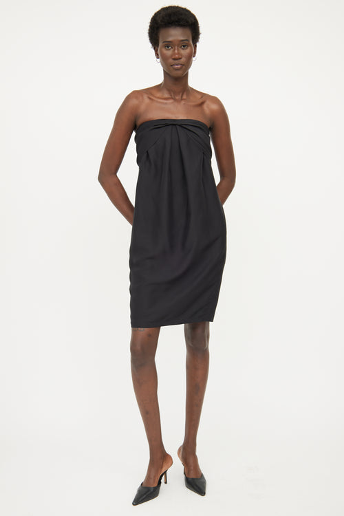 Max Mara Black Bow Silk Mini Dress