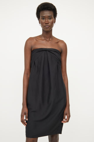 Max Mara Black Bow Silk Mini Dress