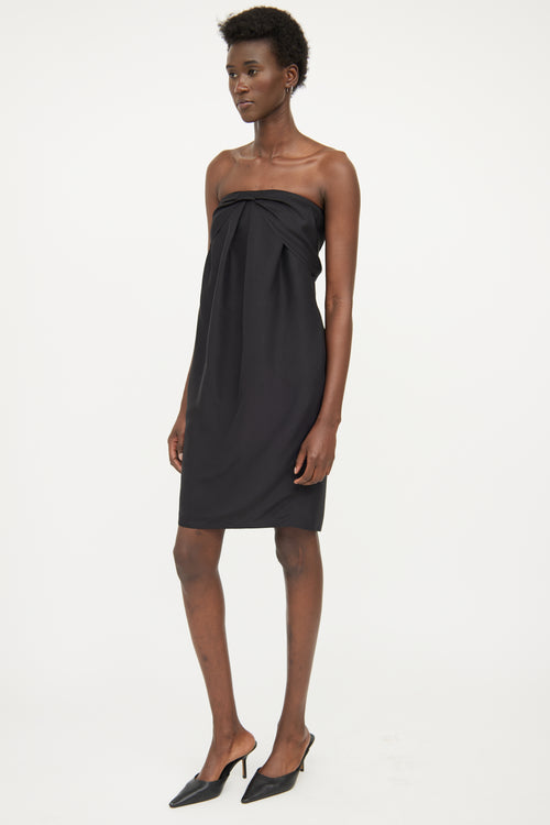 Max Mara Black Bow Silk Mini Dress