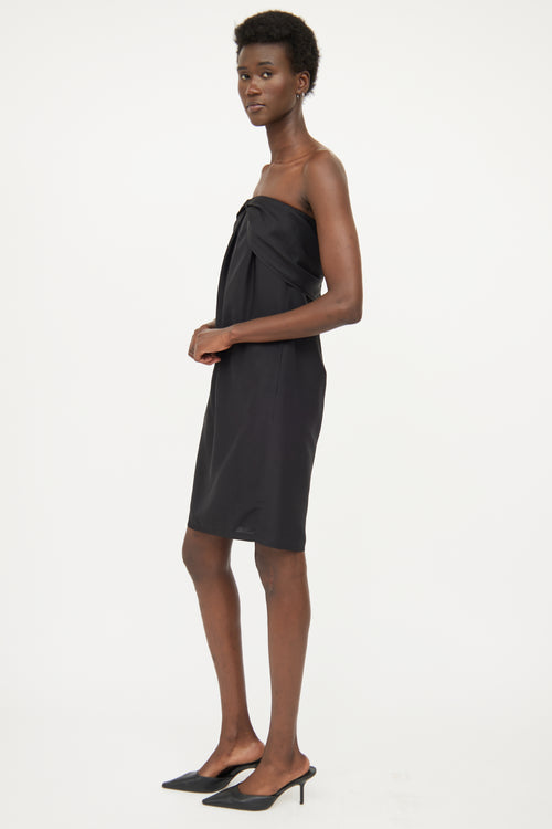 Max Mara Black Bow Silk Mini Dress