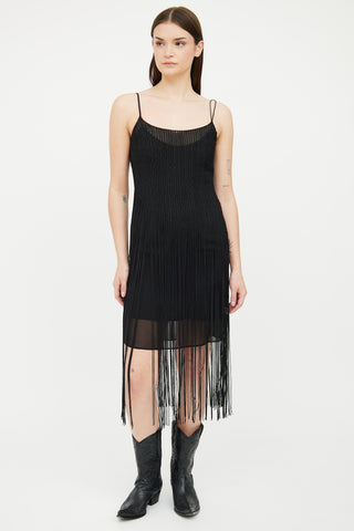 Max Mara Black Tassel Fringe Dress