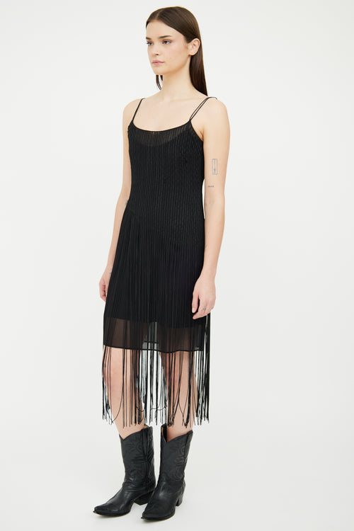 Max Mara Black Tassel Fringe Dress