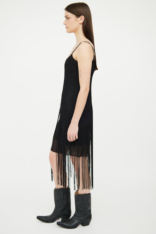 Max Mara Black Tassel Fringe Dress