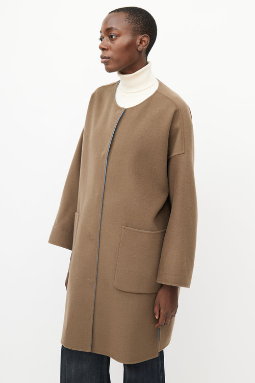 Max Mara Blue 
Brown Reversible Wool Coat