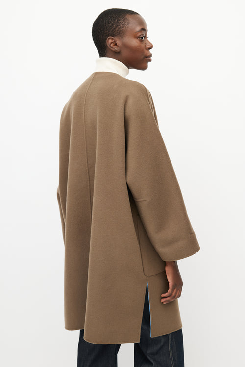 Max Mara Blue 
Brown Reversible Wool Coat