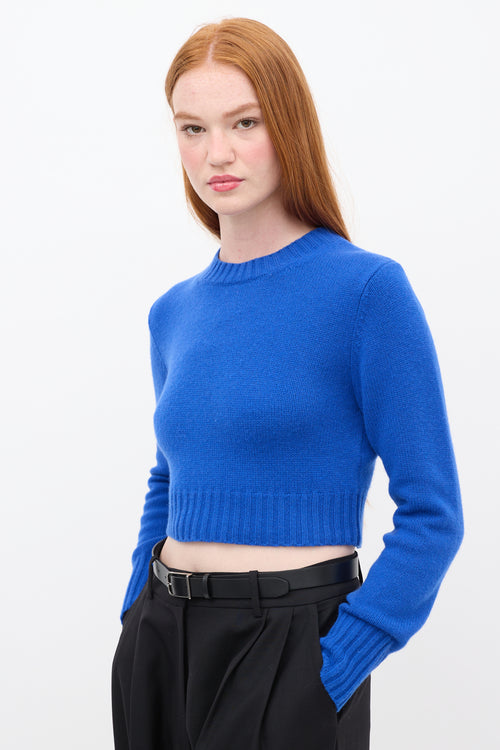 Max Mara Blue Knit Cropped Sweater