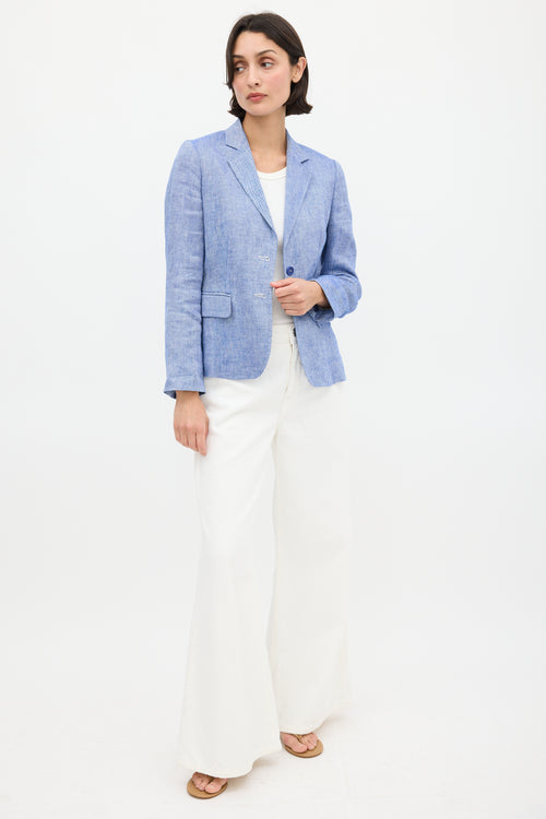 Max Mara Blue Linen Two Pocket Blazer