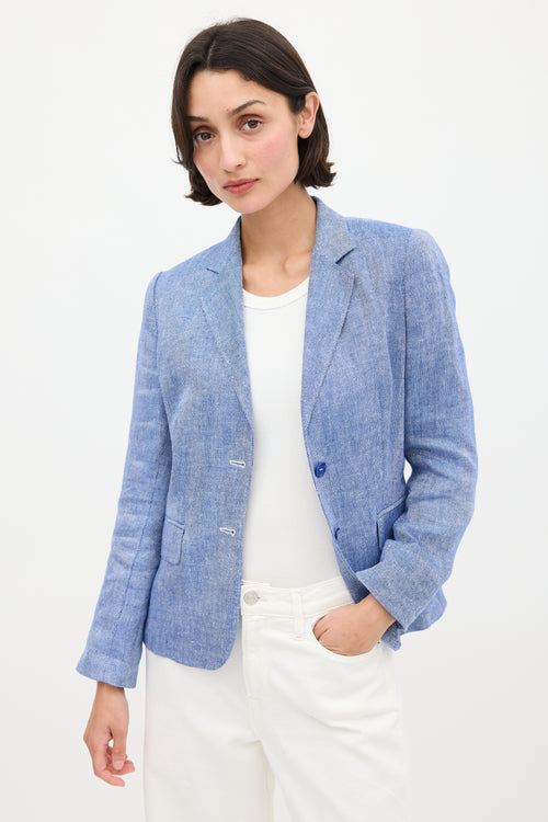 Max Mara Blue Linen Two Pocket Blazer