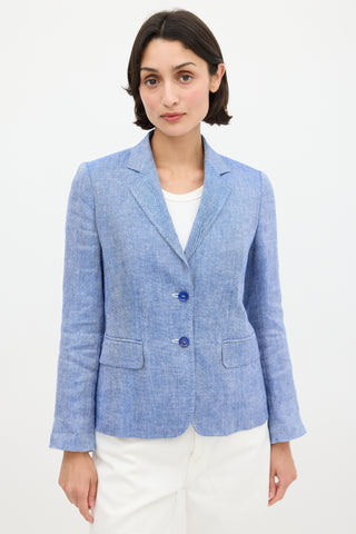 Max Mara Blue Linen Two Pocket Blazer