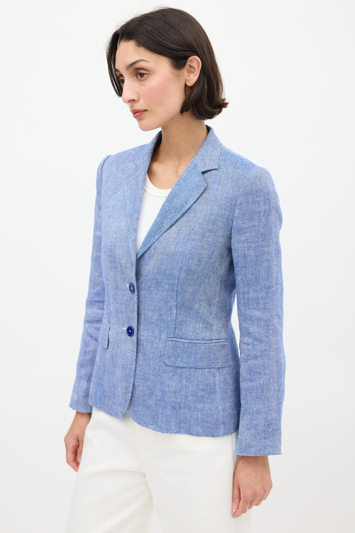 Max Mara Blue Linen Two Pocket Blazer