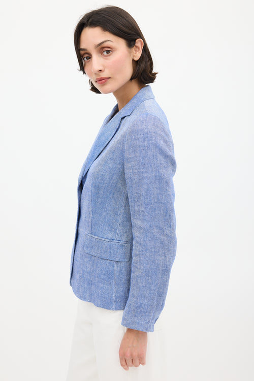 Max Mara Blue Linen Two Pocket Blazer