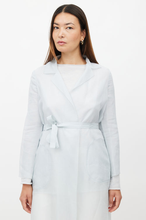 Max Mara Blue Silk Sheer Trench